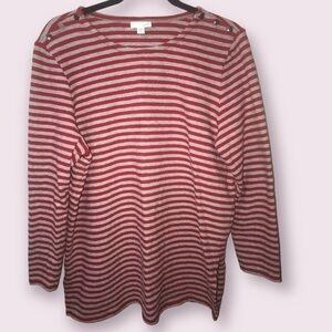 𝅺j. Jill Womens Cotton Striped Button Detail Knit Long Sleeve Top XL Petite